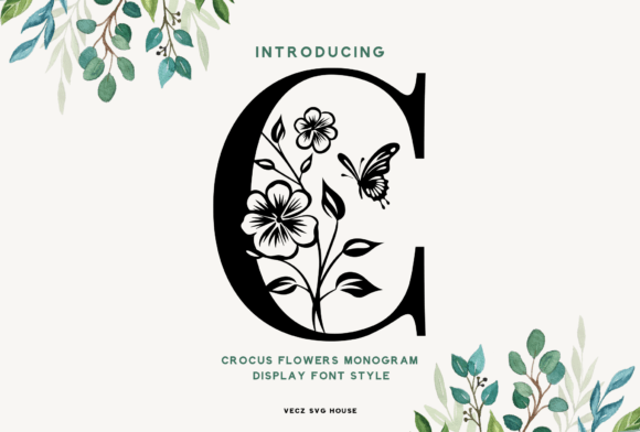 Crocus Monogram: A Typographic Tribute to Elegance and Floral Charm